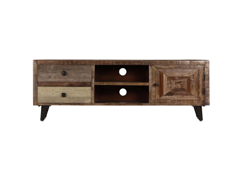  Meuble tv - banc tv - meuble de rangement 118x30x40 cm bois de manguier massif  - Conforama A