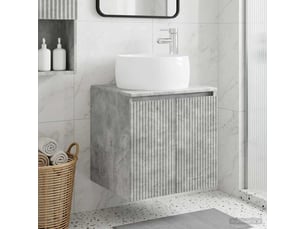 Vanité de lavabo mural, meuble de rangement gris béton 49.5x44.5x66 cm shl7395