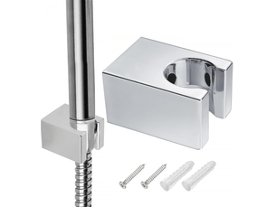 Support universel pommeau de douche - fixation murale avec vis, installation simple, durable en métal argenté