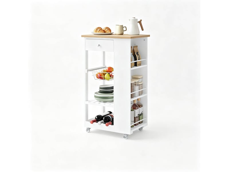  Desserte de cuisine 56,5x37x87 cm mobile mdf métal blanche  - Conforama B