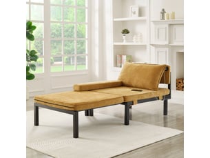 Fauteuil convertible extensible 1 place avec couchage, coussin et ports usb type-c en velours jaune