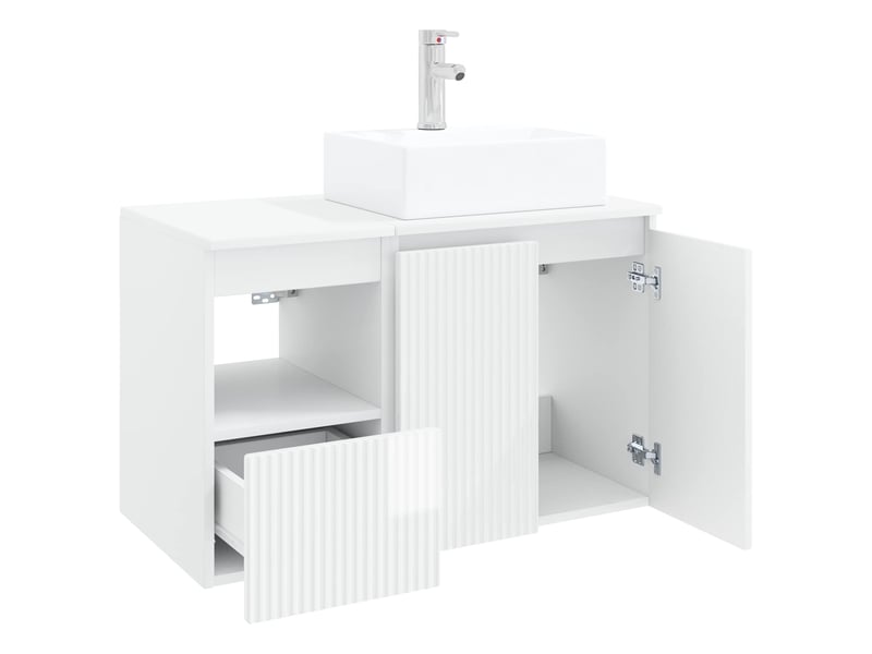 Ensemble de mobilier de salle de bain 2 pc blanc brillant cf64002 - Conforama D