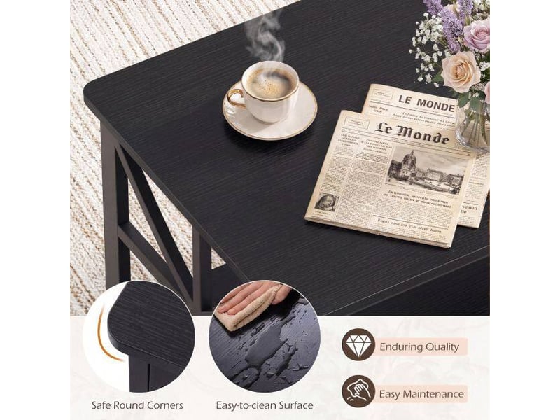  Table basse avec rangement étagère ouverte structure métal en x 109x50x48cm noir pour salon et appartement  - Conforama E