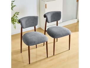 Ensemble de 2 chaises de salle à manger en linge de lit – rembourrées sans accoudoirs, dossier incurvé