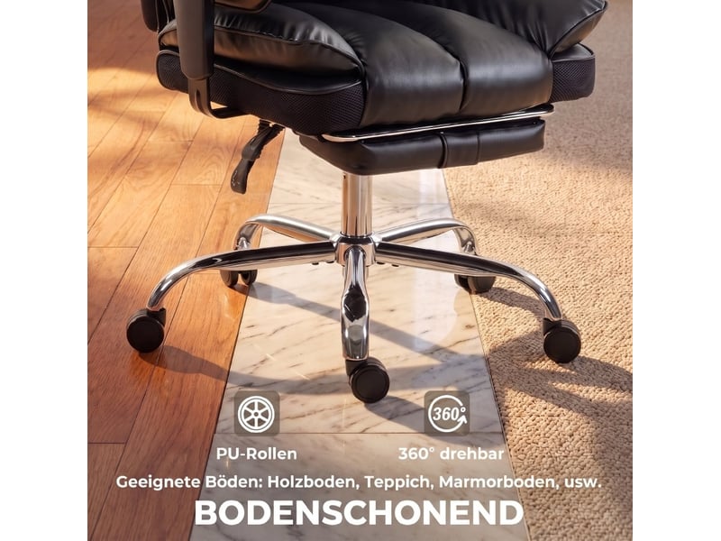  Fauteuil de bureau 80 x 67 x 130 cm – noir – dossier inclinable 135°, repose-pieds et accoudoirs réglables  - Conforama E