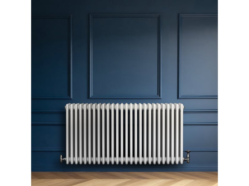 Radiateur traditionnel à 4 colonnes & vannes 600 x 1010 mm en acier carbone blanc chauffage central horizontale monté sur mur [brosse de nettoyage & 40583 - Conforama D