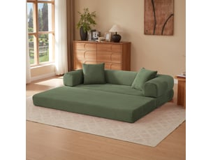 Canapé modulable convertible 195x89x59 cm 3 places vert