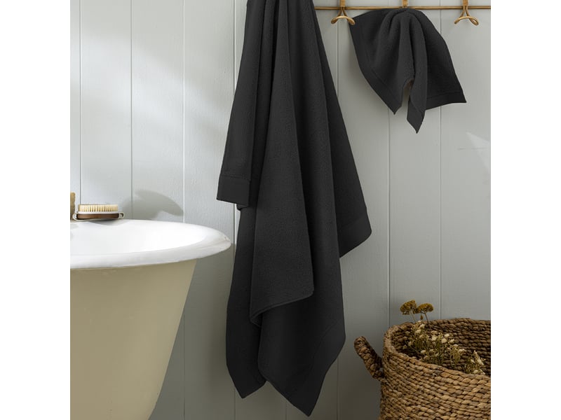 Drap de bain softy 100 x 150 cm éponge zero twist 100% coton peigné 600 gm² noir CP-DDBAINSOFTY-TRUFFE - Conforama B