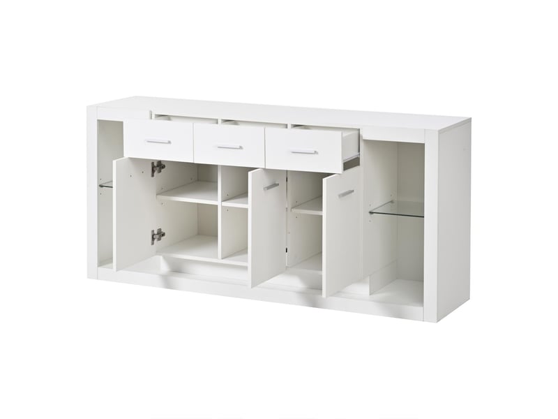  Buffet 3 portes et 3 tiroirs avec éclairage led blanc 160 x 40 x 75 cm  - Conforama B