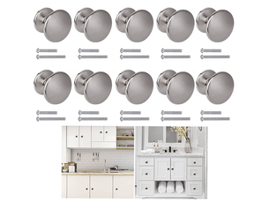 10 boutons pour meubles en nickel brossé, boutons ronds pour meubles, poignées pour meubles.