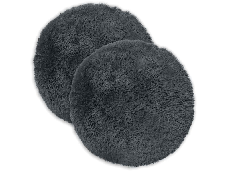 Lot de 2 coussins avec oreiller, coussins décoratifs heerlen anthracite fleece pv cf50384 - Conforama A