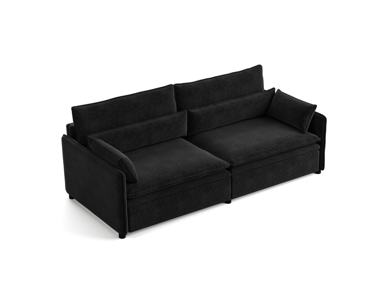  Canapé-lit 3 places 206x91x86 cm – noir – convertible 3-en-1, rangement et dossier réglable en chenille  - Conforama A