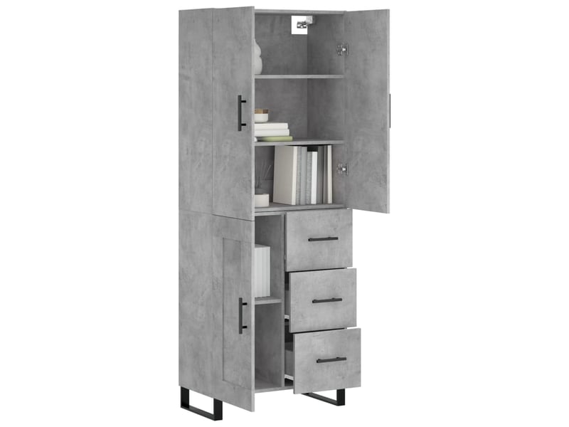  Buffet haut - bahut - meuble de rangement gris béton 69,5x34x180 cm bois d'ingénierie  - Conforama C
