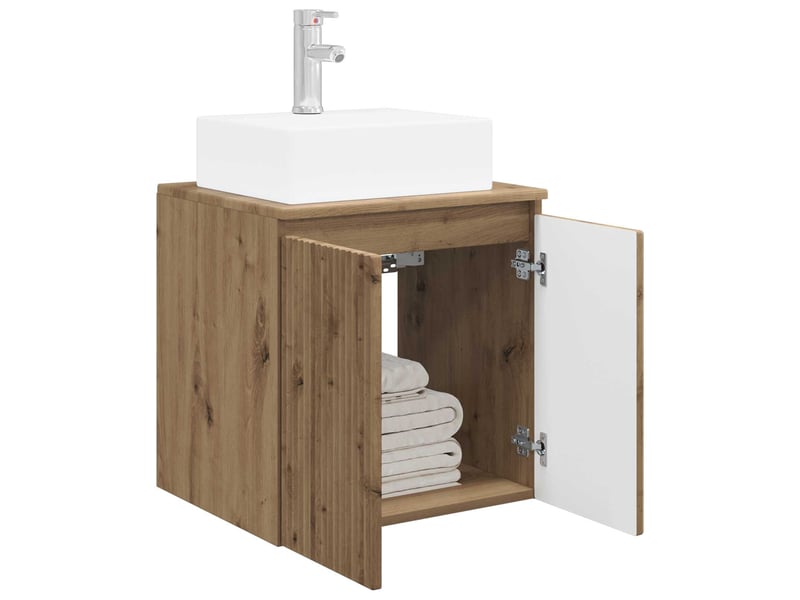 Vanité de lavabo mural, meuble de rangement chêne artisanal 49.5x41x62.5 cm shl6907  - Conforama C