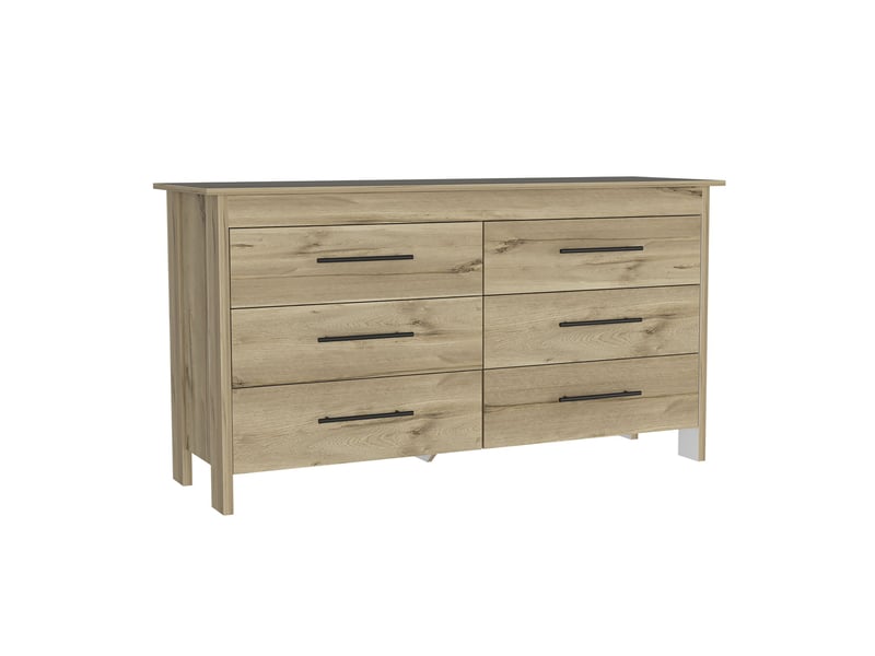  Commode hms de 150 cm avec 6 tiroirs, chêne sable et blanc  - Conforama B