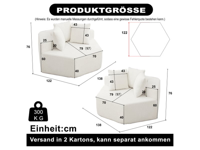  Fauteuil hexagonal moderne, chaise modulable et polyvalente – canapé en chenille assorti – design contemporain  - Conforama C