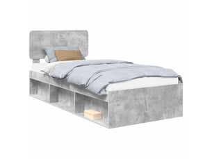 Lit adulte, lit simple, cadre de lit avec tête de lit béton 90x200cm pin massif cf2017