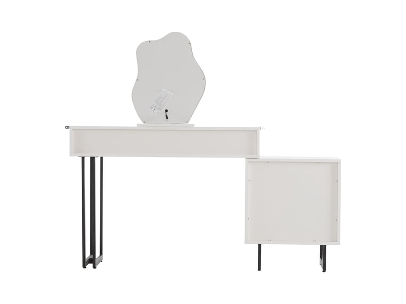  Coiffeuse avec miroir led, plateau extensible, éclairage 3 couleurs, blanc 100 cm  - Conforama D