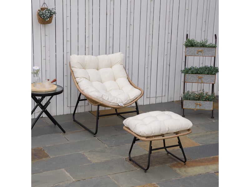  Fauteuil de jardin, chaise de jardin, polyester, 69x76x70cm, bois naturel  - Conforama D
