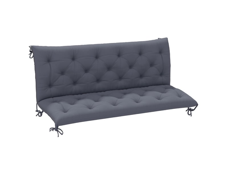  Coussin de banc 3 places 150 x 98 x 8 cm gris foncé en polyester, pour banc de jardin avec attaches  - Conforama A