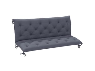 Coussin de banc 3 places 150 x 98 x 8 cm gris foncé en polyester, pour banc de jardin avec attaches