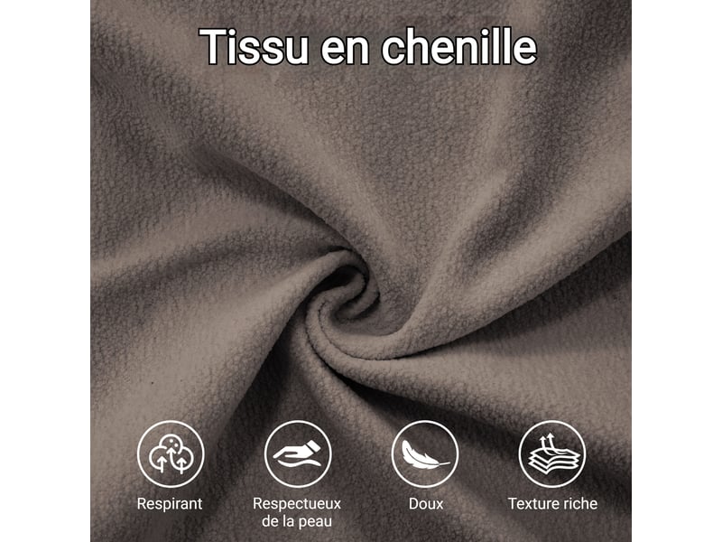 Canapé d'angle modulaire - 3 places - siège profond - canapé-lit - chenille marron - 313x77x81 cm - 85.7 kg - Conforama R