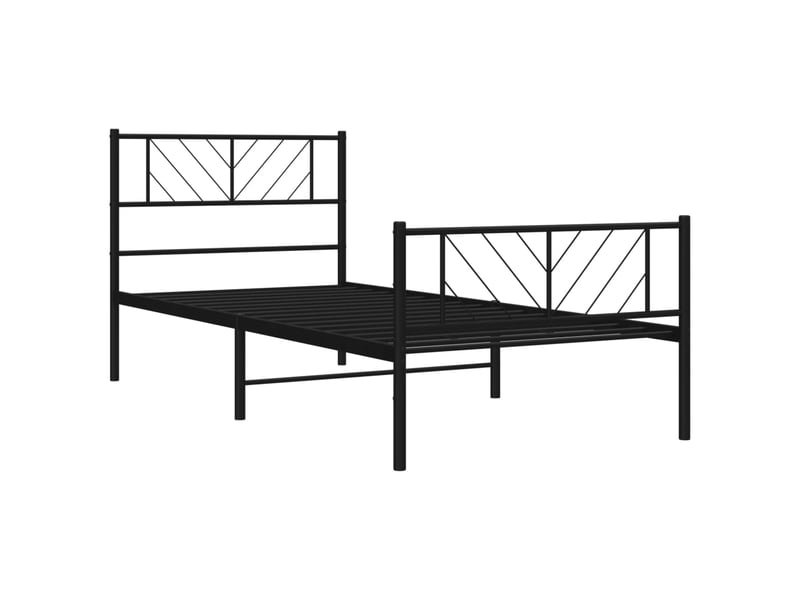  Lit simple- lit adulte -  cadre de lit métal sans matelas et pied de lit noir 100x200 cm  - Conforama C