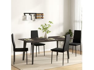 Lot de 4 chaises de salle à manger 41x50x97 cm, sans accoudoirs, revêtement en tissu, pieds en métal, noir