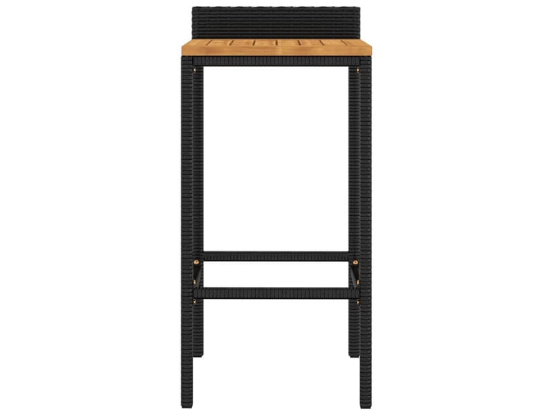  Lot de 2 tabouret de bar, chaise de bar noir résine tressée et bois d'acacia  - Conforama D