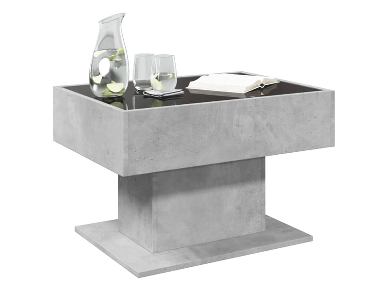  Table basse - table de salon - table à thé avec led gris béton 70x50x45 cm bois d'ingénierie  - Conforama E