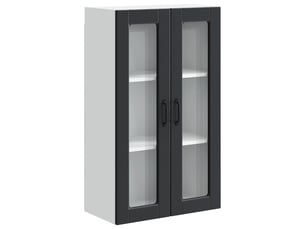 Meuble mural de cuisine, cabinet en verre mural noir 60x31x100cm shl973