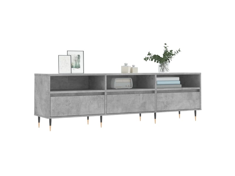  Meuble tv - banc tv - meuble de rangement gris béton 150x30x44,5 cm bois d'ingénierie  - Conforama C