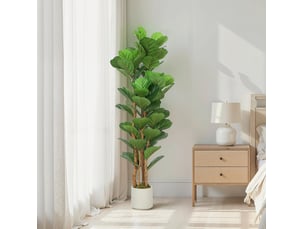 Ficus artificiel 71 feuilles avec pot et tronc en bois 150 cm vert cravdom