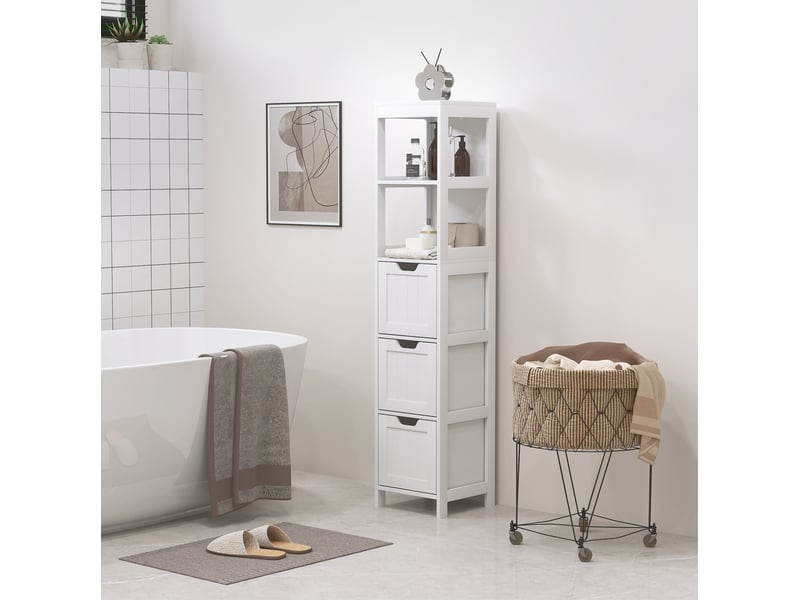  Colonne de salle de bains 30x30x142,4 cm 3 tiroirs mdf blanc  - Conforama C