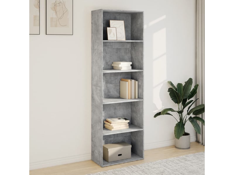  Bibliothèque, meuble de rangement salon gris béton 60x30x189 cm bois d'ingénierie  - Conforama C
