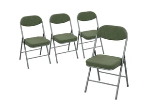Lot de 4 chaises pliantes chaises de salle à manger portables avec assises et dossiers rembourrés en côtelé velours vert