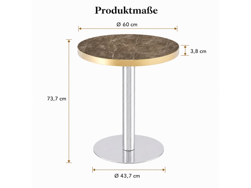  Table d'appoint ronde, avec base stable, plateau effet marbre et finition uv, pour salon, 75×71×23 cm  - Conforama E