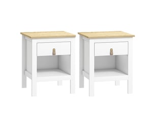 Lot de 2 tables de chevet avec tiroir et compartiment ouvert, 45 x 40 x 55 cm, blanc