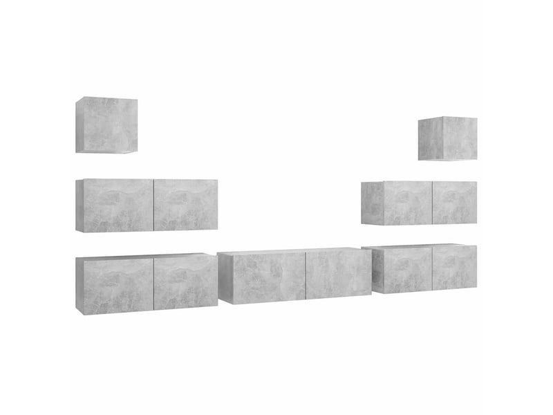  Ensemble de meubles tv - banc tv - meuble de rangement 7 pcs gris béton bois d'ingénierie  - Conforama A