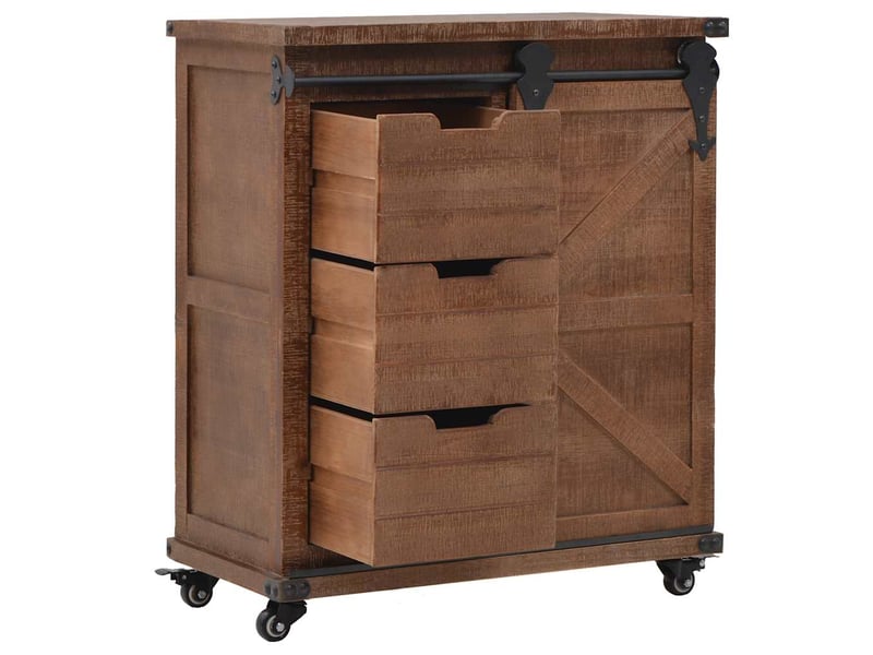  Armoire de rangement, rangement bureau bois de sapin massif 64x33,5x75 cm marron  - Conforama D