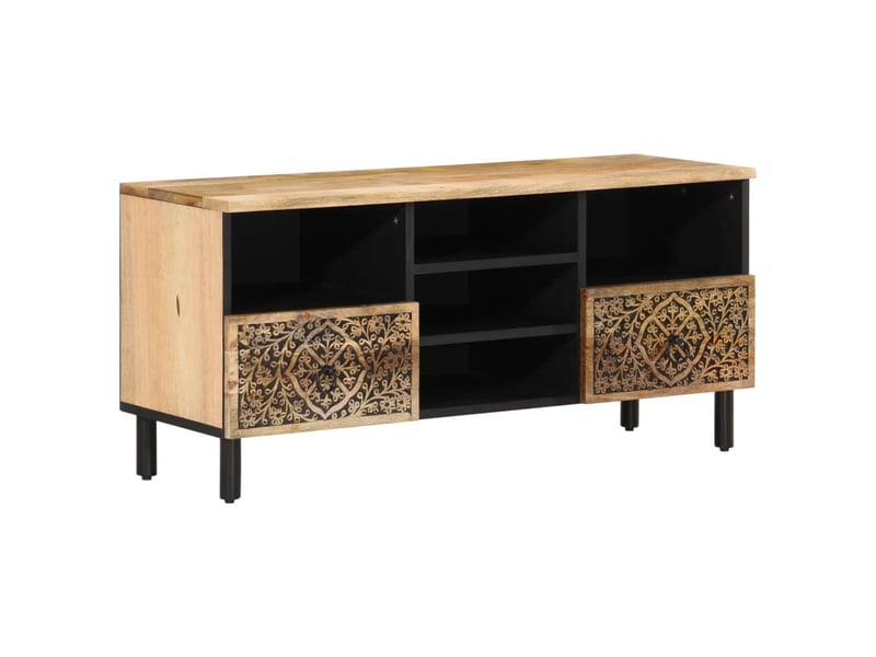  Meuble tv - banc tv - meuble de rangement 100x33x46 cm bois massif de manguier  - Conforama A
