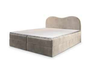 Lit avec rangement 140x200 cm <strong>MASSENO</strong>  <strong></strong> coloris beige