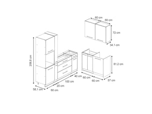 Vicco cuisine, chêne de force doréchêne de force doré, 220 x 120 cm sans pt