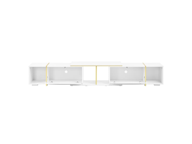  Meuble tv extensible 190 à 275x35x37 cm, façades brillantes, niches, blanc et doré Fay Lum - Conforama D