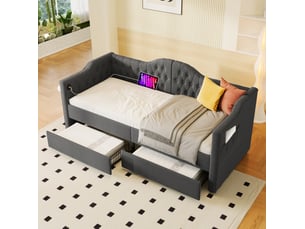 Lit simple 90x200 cm <strong>MODENVIE</strong>  <strong></strong> coloris gris