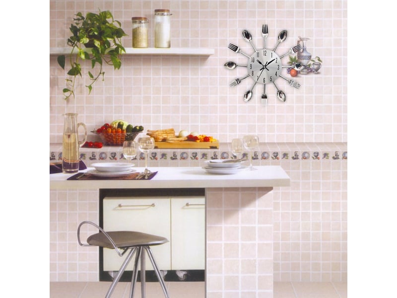  Horloge murale « couverts de cuisine » – horloge murale en métal – mouvement à quartz – horloge créative – 310 mm  - Conforama C