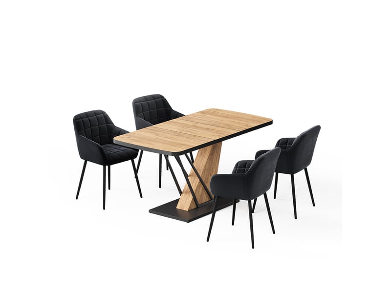 Vicco ensemble de table à manger, chêne de force doré, 120x80cm avec 4 chaises de salle à manger - Conforama A