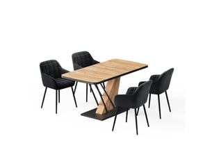 Vicco ensemble de table à manger, chêne de force doré, 120x80cm avec 4 chaises de salle à manger