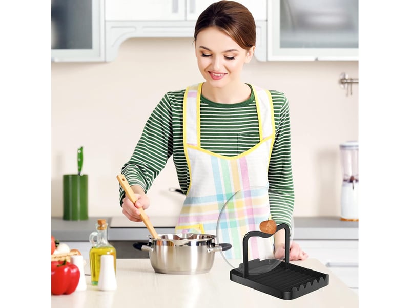  Support de couvercle de casserole repose cuillere cuisine plateau d'égouttement pour ustensiles de cuisine, couvercle de casserole et cuillère  - Conforama D