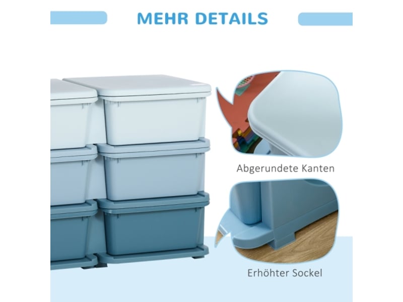 Organiseur jouets bleu, 6 tiroirs en plastique, meuble rangement pour chambre enfant - Conforama E